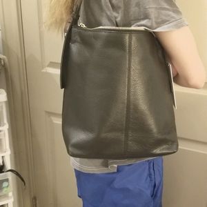 Calvin Klein liana Black Leather Hobo Bag
